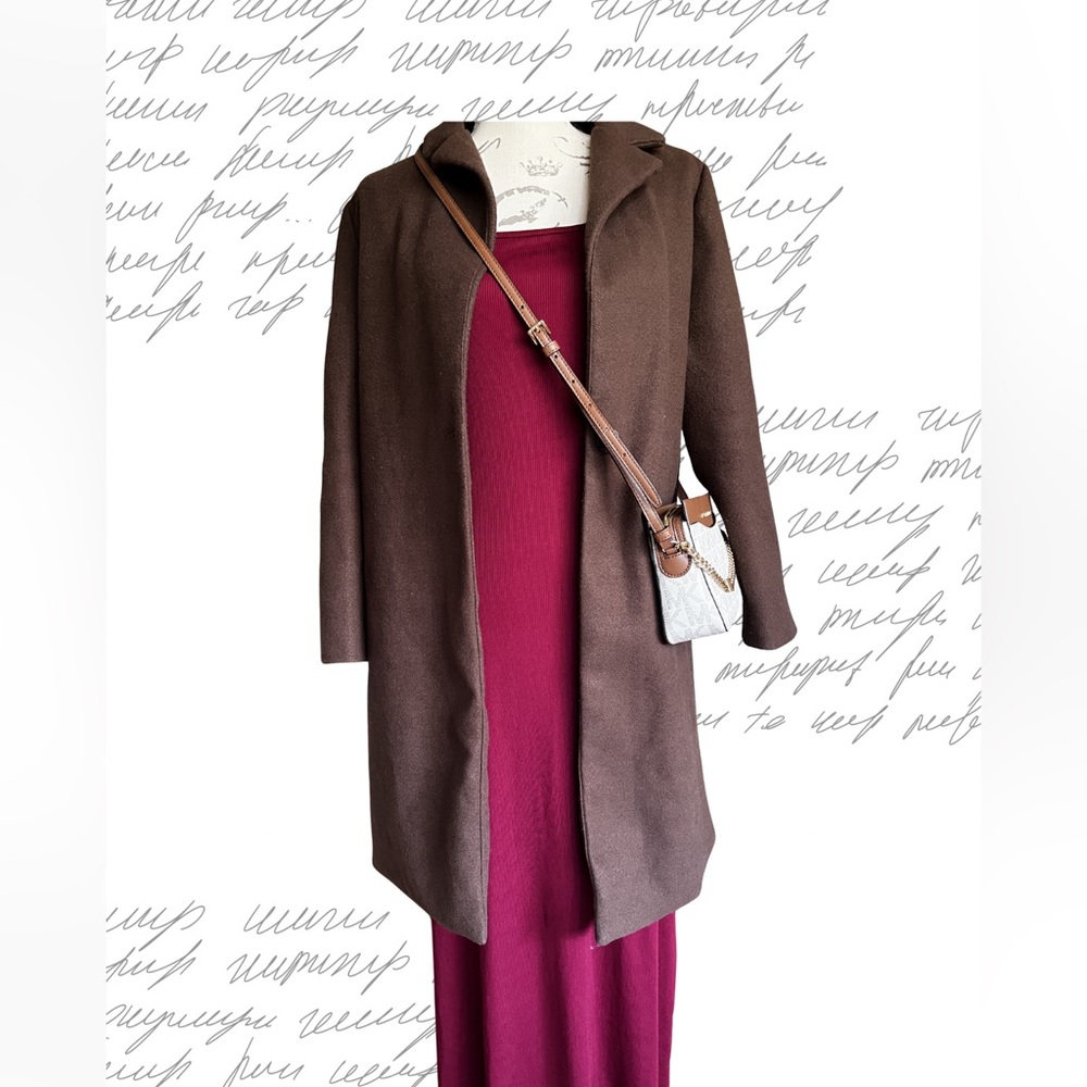 Women's Brown Open-Front Trench Coat